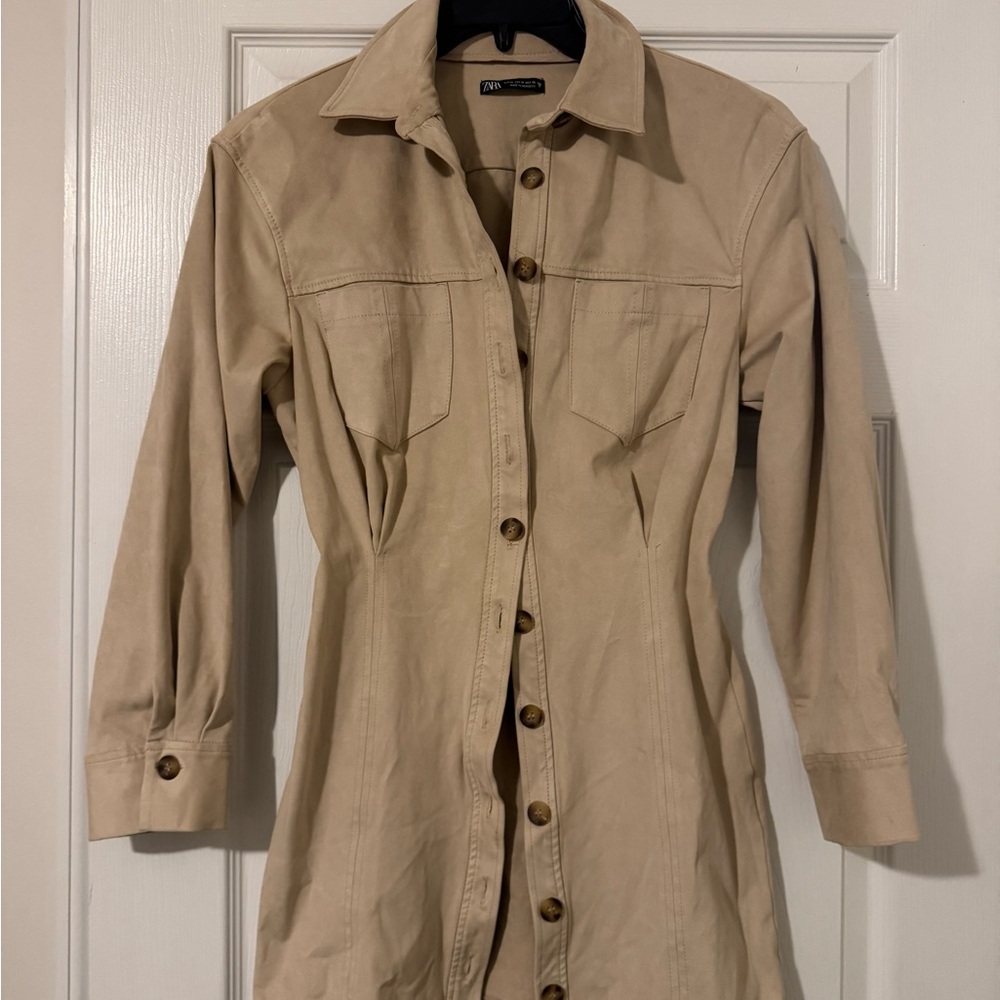 Zara faux Suede mini shirt dress - Picture 3 of 6